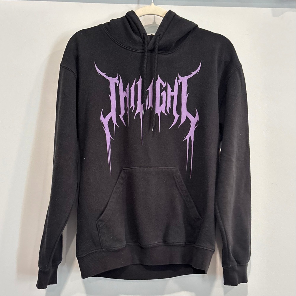 Twilight Men Hoodie Small Metal Font Graphic Movie Goth Grunge Emo Vampire 20647
